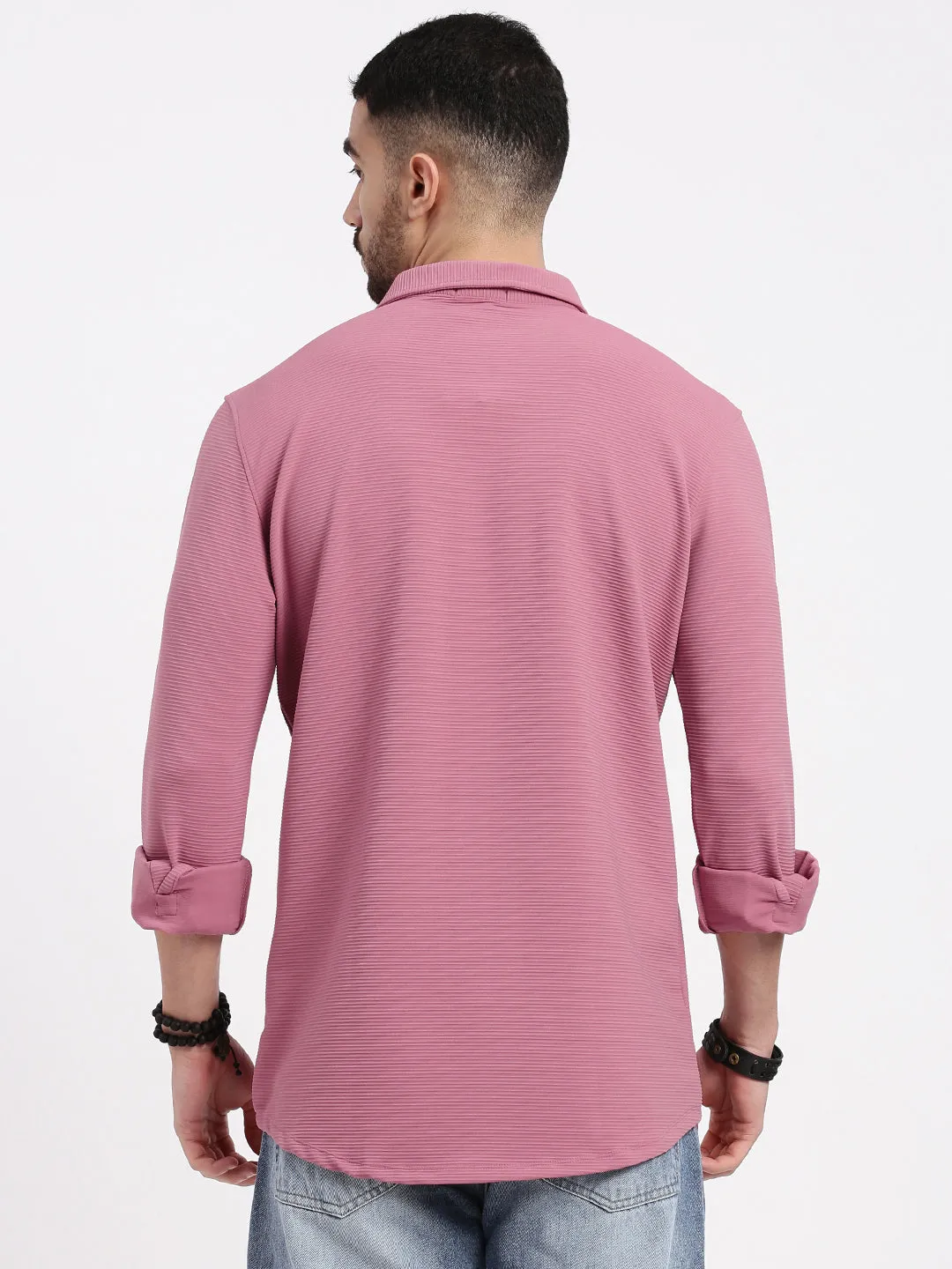 Men Pink Solid Slim Fit Shirt